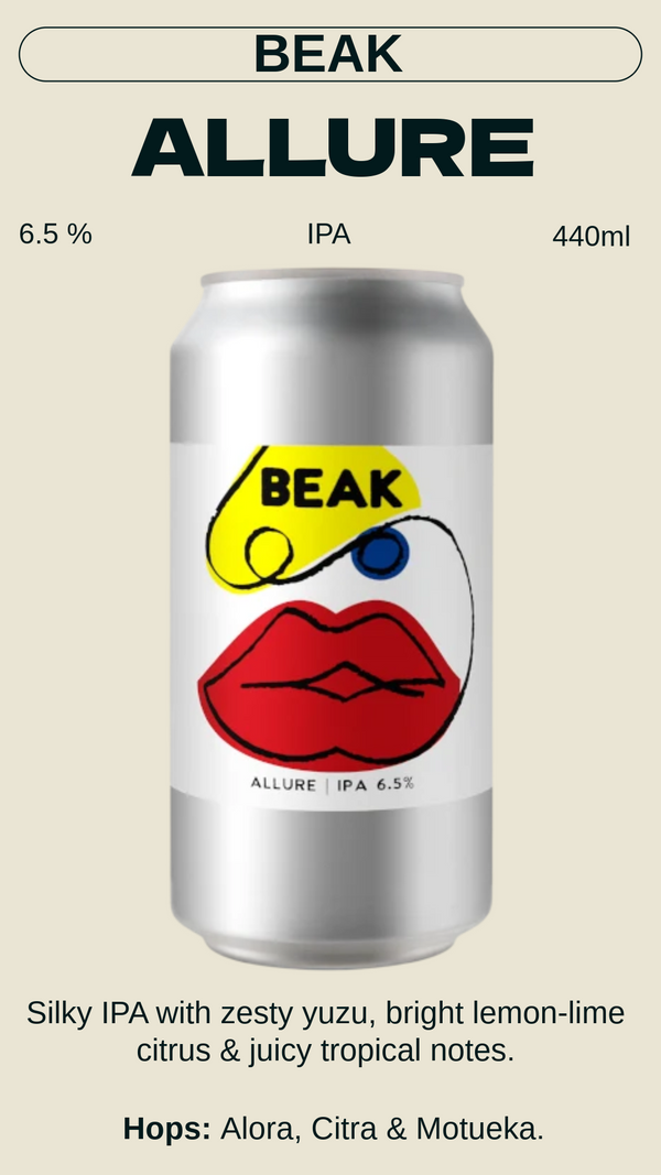 Beak/ Allure アルア　IPA 6.5% ABV 440ml　賞味期限　BBF　2026/10/29